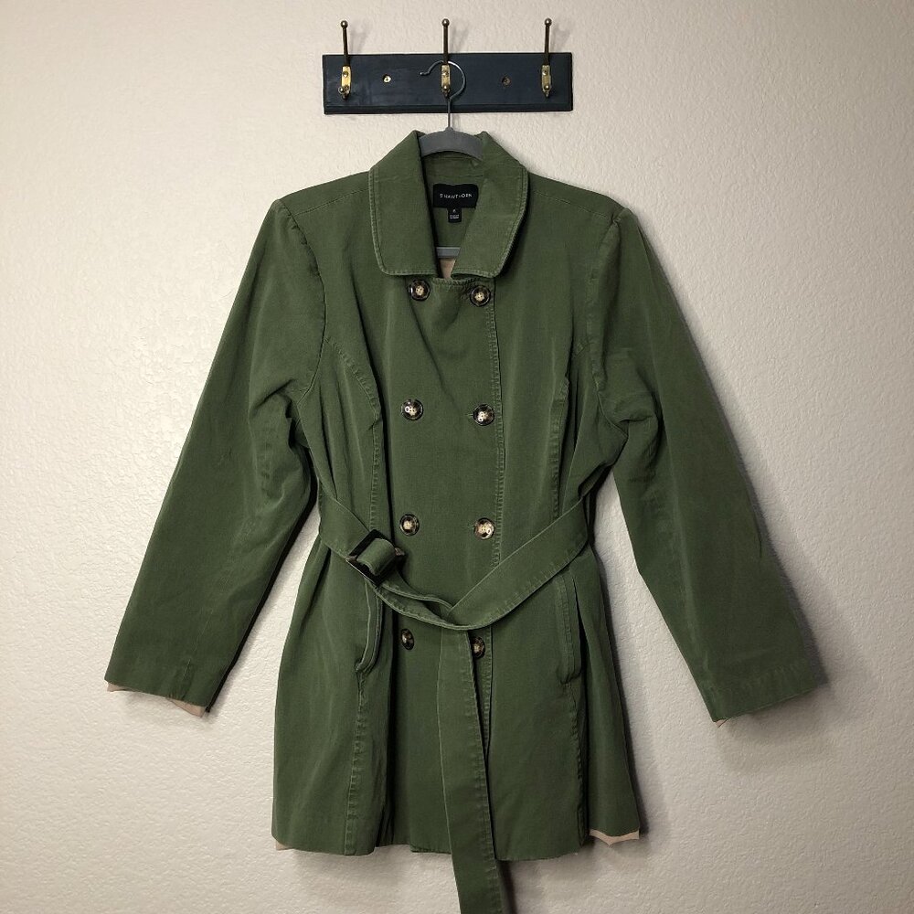 41 Hawthorn Green Trench Coat Jacket Women's 2x Belt Stretch Money